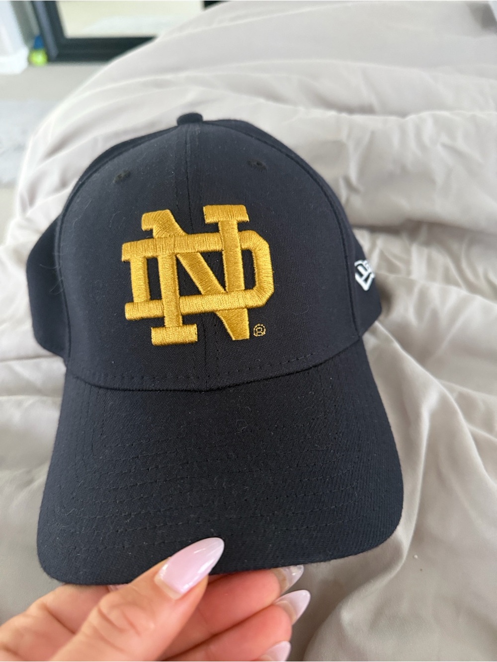 New Era Black Hat with Gold ND Monogram